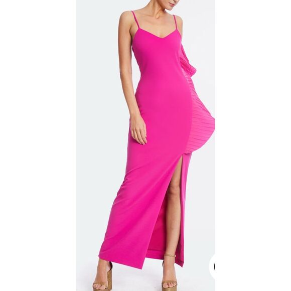 ONE33 SOCIAL Mercer Spaghetti Strap Ruffled Stretch Crepe Maxi Dress size 0 NWT - Picture 1 of 14
